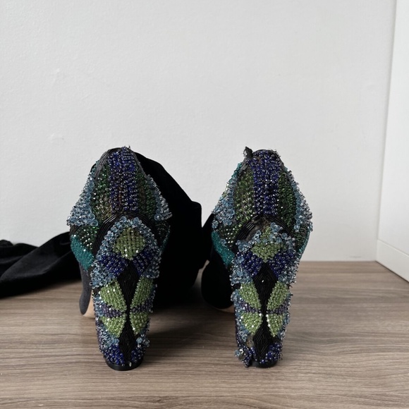 Sergio Rossi Black EMBELLISHED VELVET Over Knee Boots Shoes Sz 5.5 US NEW - Picture 10 of 12